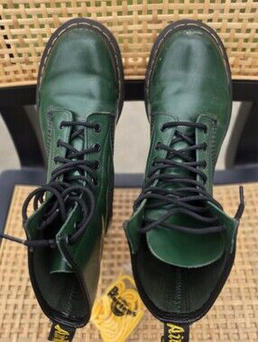 Dr. Martens Green Leather Combat Boots